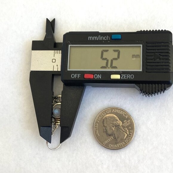 Sterling Silver 925 Round Moonstone Cabochon Round Scrollwork Dangle Earrings - Picture 15 of 16